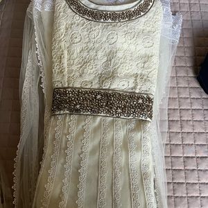 Off-white Anarkali with chooridar & Dupatta